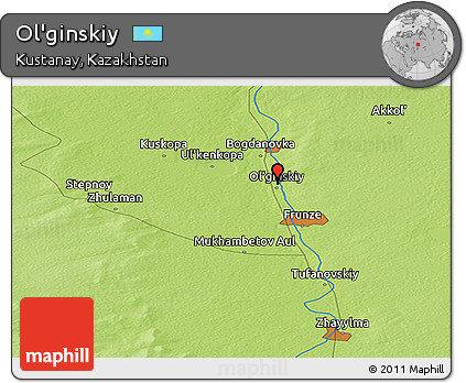 Physical Panoramic Map of Ol'ginskiy