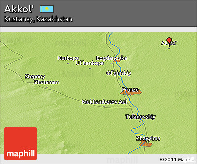 Physical Panoramic Map of Akkol'