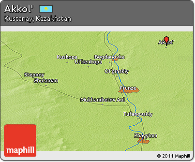 Physical Panoramic Map of Akkol'