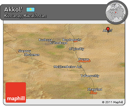 Satellite Panoramic Map of Akkol'