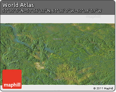 Satellite 3D Map of the Area around 51° 43' 18" N, 61° 7' 30" W