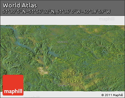 Satellite 3D Map of the Area around 51° 43' 18" N, 61° 7' 30" W