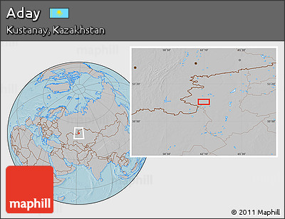 Gray Location Map of Aday, hill shading