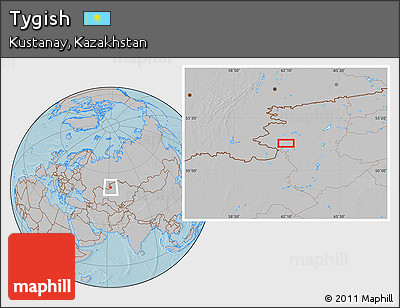 Gray Location Map of Tygish, hill shading