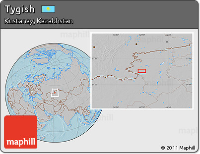 Gray Location Map of Tygish, hill shading