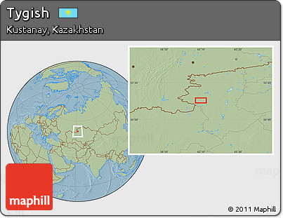Savanna Style Location Map of Tygish, hill shading