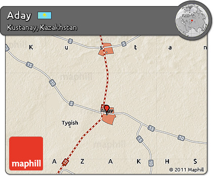 Shaded Relief Map of Aday