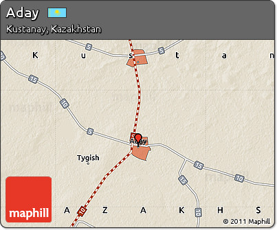Shaded Relief Map of Aday