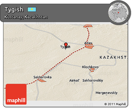 Shaded Relief Panoramic Map of Tygish