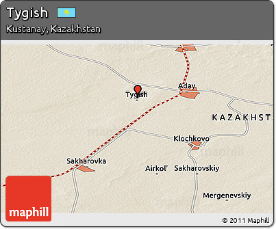 Shaded Relief Panoramic Map of Tygish