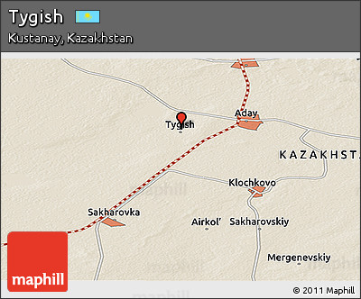 Shaded Relief Panoramic Map of Tygish