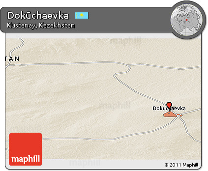 Shaded Relief Panoramic Map of Dokūchaevka