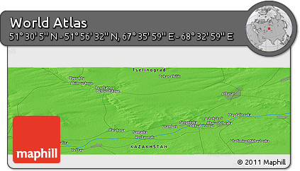 Political Panoramic Map of the Area around 51° 43' 18" N, 68° 4' 29" E