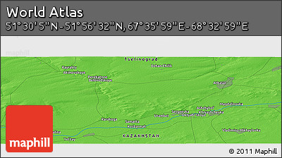Political Panoramic Map of the Area around 51° 43' 18" N, 68° 4' 29" E