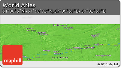 Political Panoramic Map of the Area around 51° 43' 18" N, 68° 4' 29" E