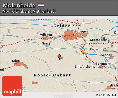 Shaded Relief Panoramic Map of Molenheide