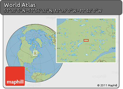 Savanna Style Location Map of the Area around 51° 43' 18" N, 72° 10' 30" W