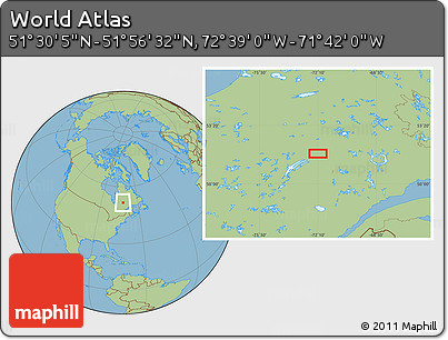 Savanna Style Location Map of the Area around 51° 43' 18" N, 72° 10' 30" W