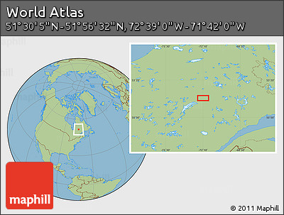 Savanna Style Location Map of the Area around 51° 43' 18" N, 72° 10' 30" W