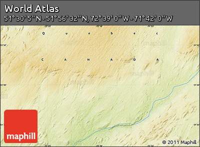 Physical Map of the Area around 51° 43' 18" N, 72° 10' 30" W
