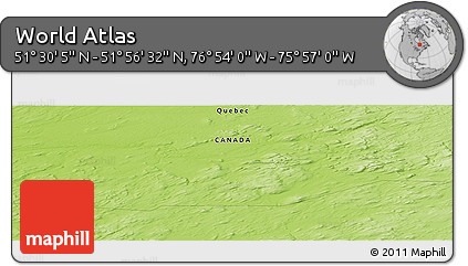 Physical Panoramic Map of the Area around 51° 43' 18" N, 76° 25' 30" W