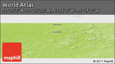Physical Panoramic Map of the Area around 51° 43' 18" N, 76° 25' 30" W
