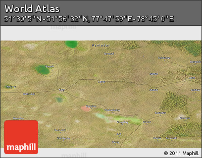 Satellite 3D Map of the Area around 51° 43' 18" N, 78° 16' 30" E