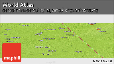 Physical Panoramic Map of the Area around 51° 43' 18" N, 79° 7' 30" E