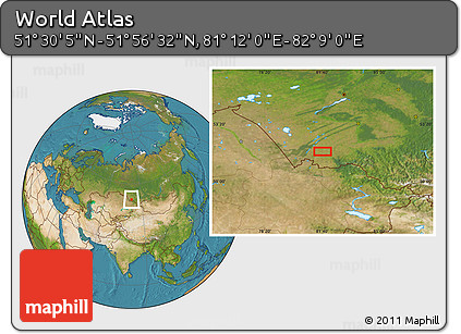 Satellite Location Map of the Area around 51° 43' 18" N, 81° 40' 30" E