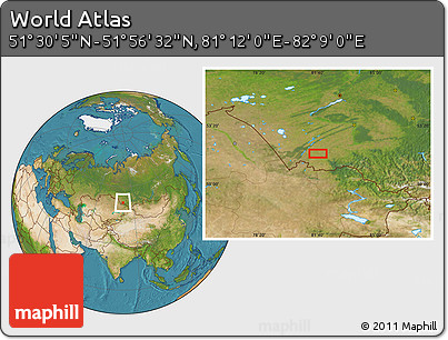 Satellite Location Map of the Area around 51° 43' 18" N, 81° 40' 30" E