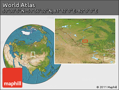 Satellite Location Map of the Area around 51° 43' 18" N, 81° 40' 30" E