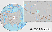 Gray Location Map of the area around 51° 43' 18" N, 84° 13' 29" E