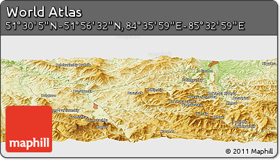 Physical Panoramic Map of the Area around 51° 43' 18" N, 85° 4' 29" E