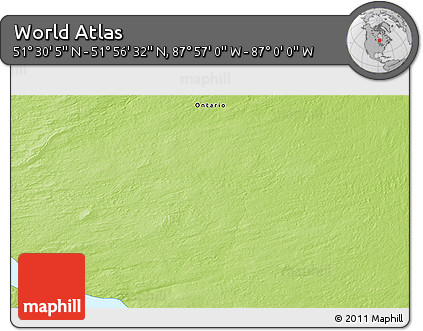 Physical 3D Map of the Area around 51° 43' 18" N, 87° 28' 29" W