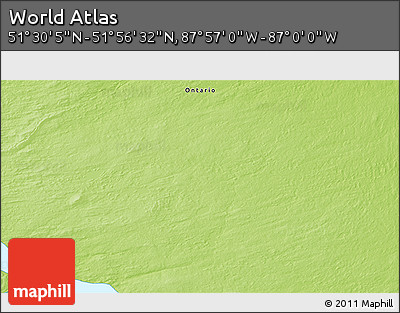 Physical 3D Map of the Area around 51° 43' 18" N, 87° 28' 29" W