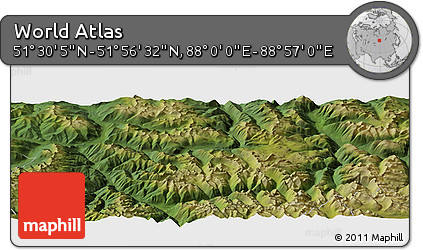 Satellite Panoramic Map of the Area around 51° 43' 18" N, 88° 28' 29" E