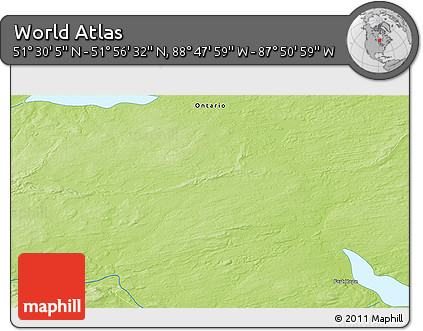 Physical 3D Map of the Area around 51° 43' 18" N, 88° 19' 29" W