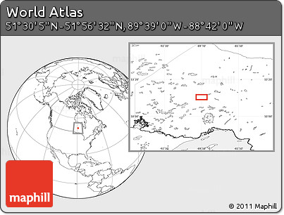 Blank Location Map of the Area around 51° 43' 18" N, 89° 10' 30" W