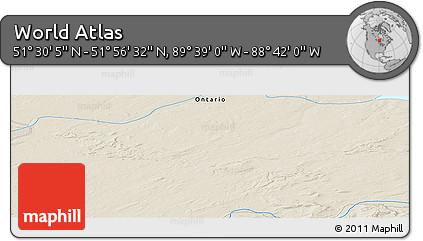 Shaded Relief Panoramic Map of the Area around 51° 43' 18" N, 89° 10' 30" W