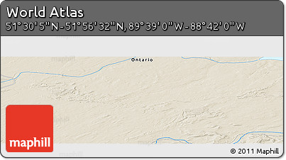 Shaded Relief Panoramic Map of the Area around 51° 43' 18" N, 89° 10' 30" W