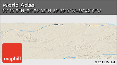 Shaded Relief Panoramic Map of the Area around 51° 43' 18" N, 89° 10' 30" W