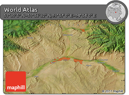 Satellite Map of the Area around 51° 43' 18" N, 94° 25' 30" E