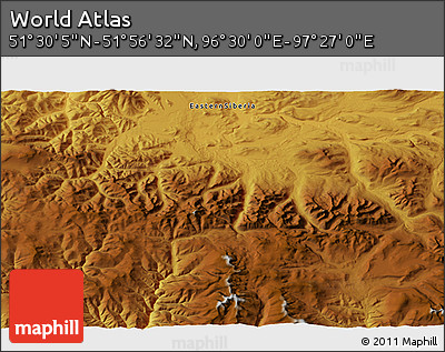 Physical 3D Map of the Area around 51° 43' 18" N, 96° 58' 29" E