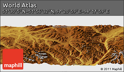 Physical Panoramic Map of the Area around 51° 43' 18" N, 97° 49' 29" E