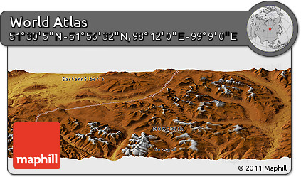 Physical Panoramic Map of the Area around 51° 43' 18" N, 98° 40' 30" E