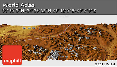 Physical Panoramic Map of the Area around 51° 43' 18" N, 98° 40' 30" E