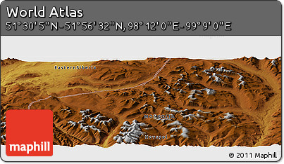 Physical Panoramic Map of the Area around 51° 43' 18" N, 98° 40' 30" E