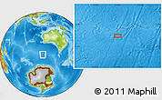 Physical Location Map of the area around 51° 3' 43" S, 113° 58' 29" E