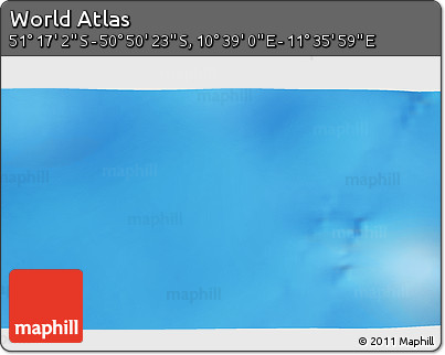 Physical 3D Map of the Area around 51° 3' 43" S, 11° 7' 30" E