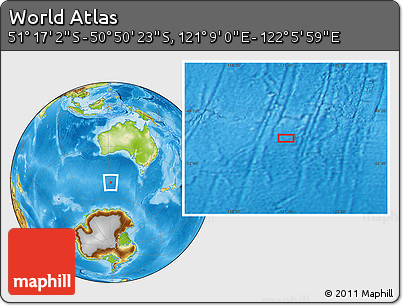 Physical Location Map of the Area around 51° 3' 43" S, 121° 37' 30" E